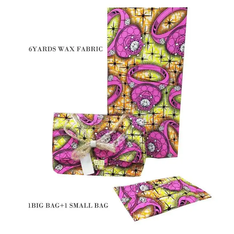 Micle африканские сумки для женщин сумочка высокое качество восковая сумка комплект анкара африканская вощеная ткань принтом для женщин платья 6 ярдов/лот - Цвет: AS PICTURE