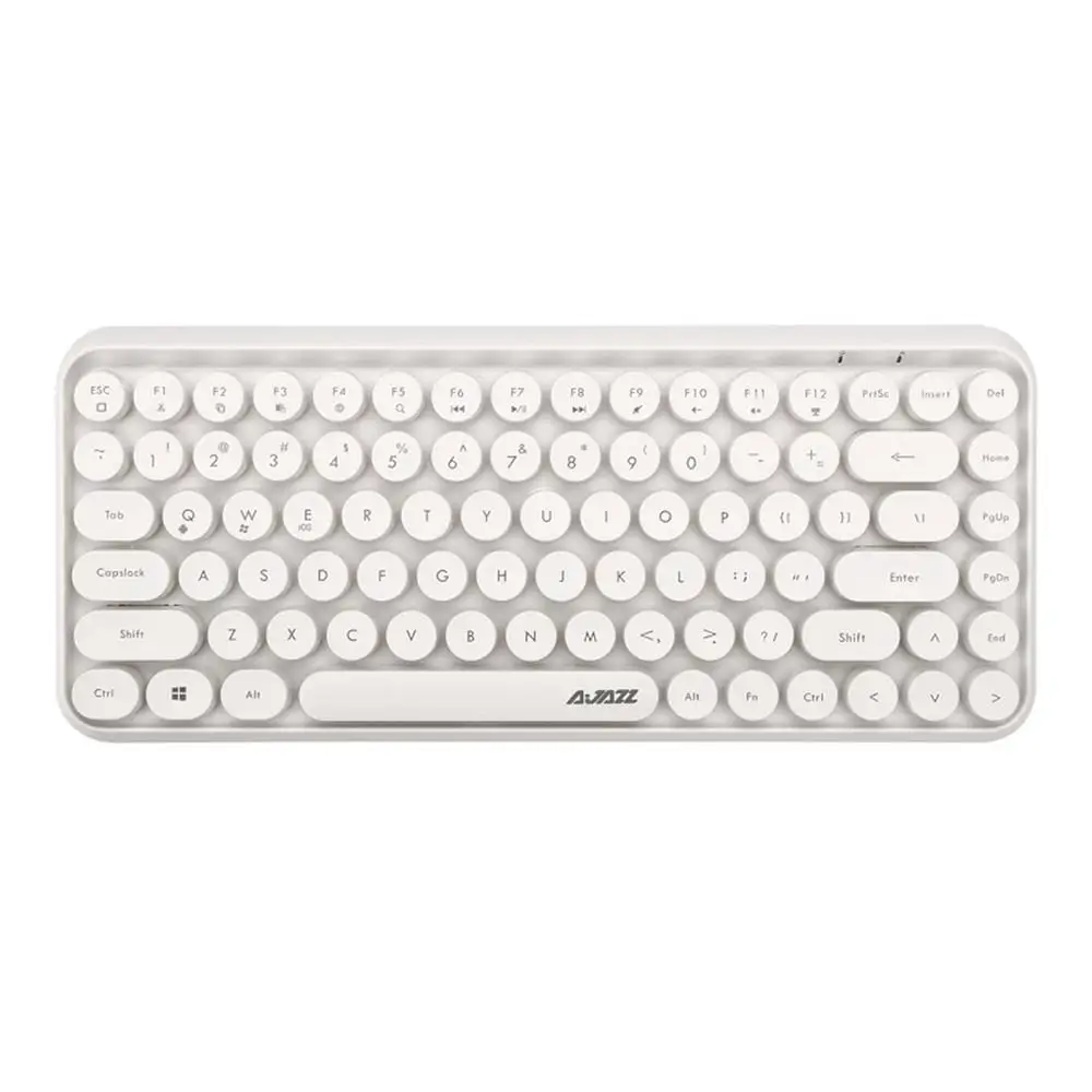 Ajazz 308i Беспроводная Bluetooth клавиатура 84 классические круглые клавиши Беспроводная игровая клавиатура для Windows Mac Android iOS мультимедийный ключ - Цвет: White