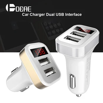 

2 USB Car Charger with LED Screen Auto Car-Charger Adapter Charging for iPhone XS Max XR Samsung Xiaomi Adaptor Fast car-Charger