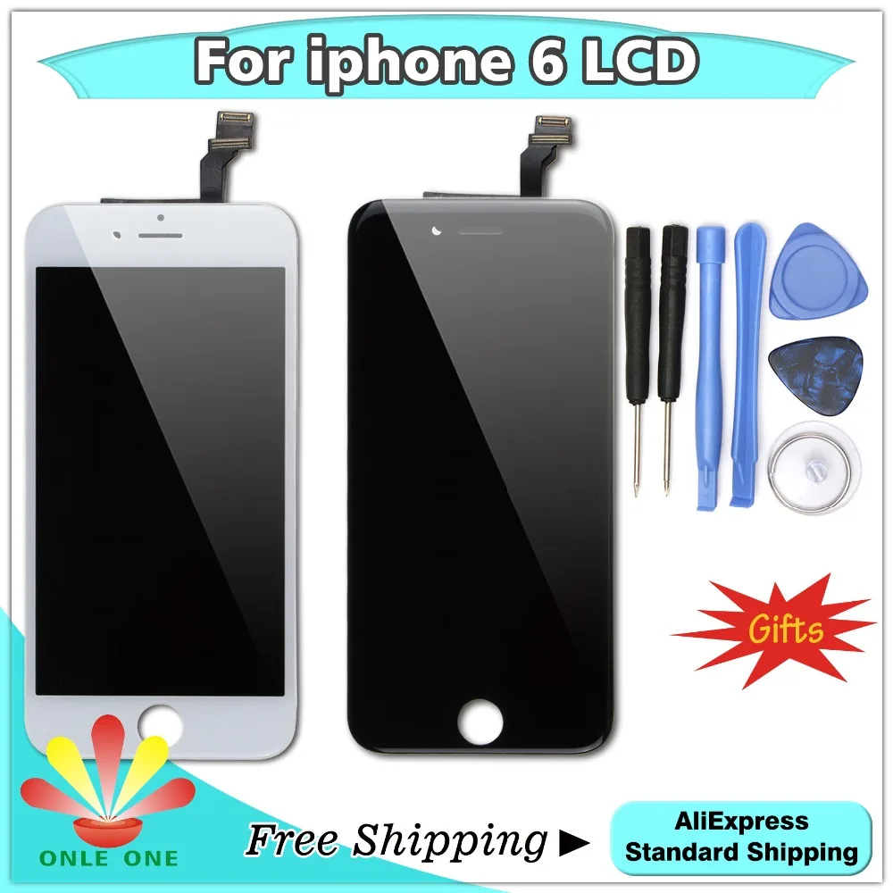 1 шт. качественный ЖК экран и сенсорный дисплей для iPhone 6 6g дигитайзер черный белый