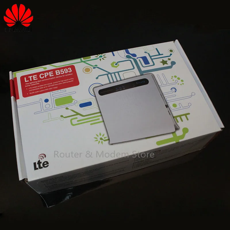 Бесплатная доставка открыл huawei B593 B593U-12 100 Мбит/с 4 г LTE FDD CPE Wi Fi беспроводной маршрутизатор с Слот Sim карты