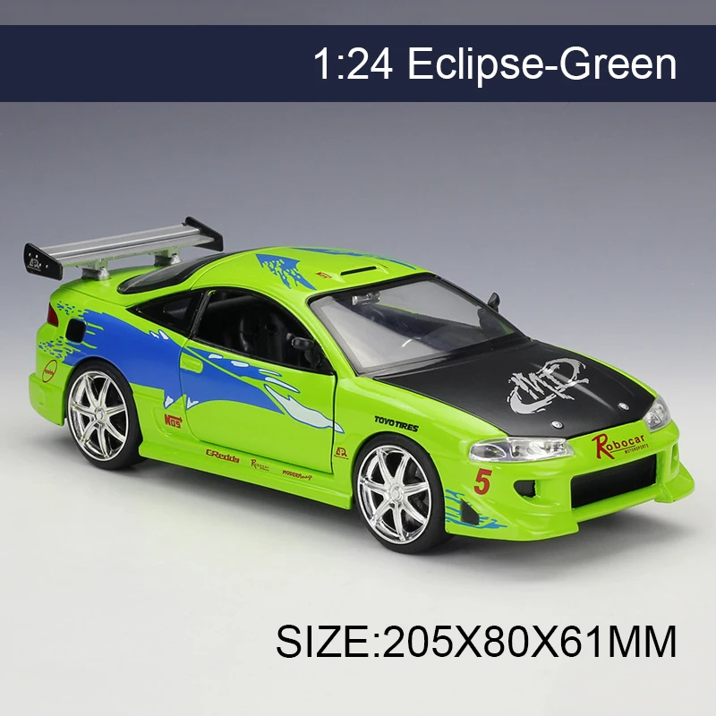 1:24 Model Car Eclipse Green Metal Vehicle Play Collectible Models Sport Cars toys For Gift FAST AND FURIOUS 8 F8 1:24 Model Car Eclipse Green Metal Vehicle Play Collectible Models Sport Cars toys For Gift FAST AND FURIOUS 8 F8