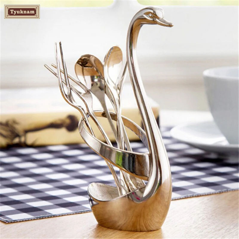 Senior Swan Shape Holder Tableware Set 7Pcs Party Wedding, Casamento