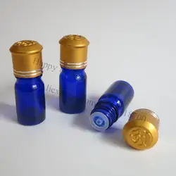 500 шт 5 мл кобальтовое синее стекло эфирное масло бутылка с золотом алюминиевые крышки