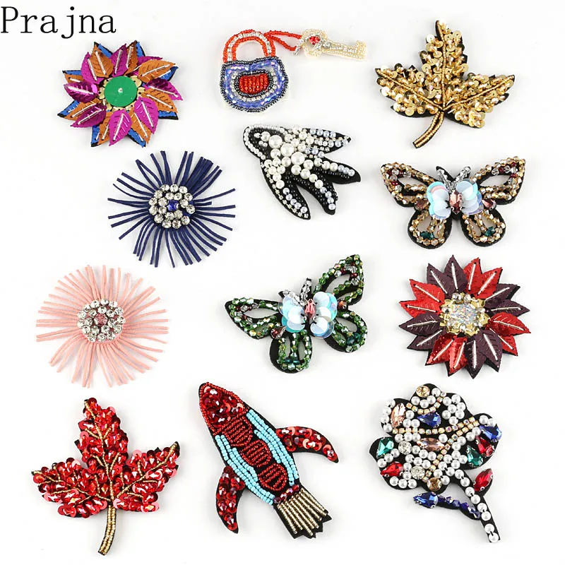 

Prajna Craft Beaded Patches Rhinestone Patch Applique Sew On Fabric Patch Cloth Jacket Decor Handmade Cat Brooch Badge Gift