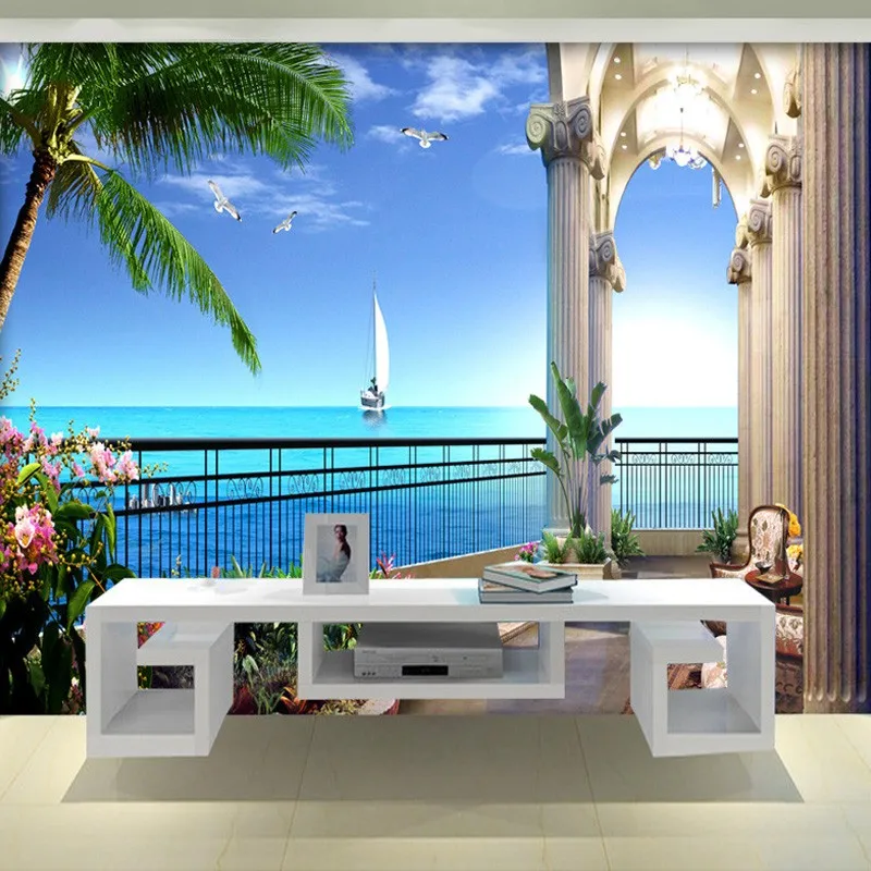 Custom-Photo-Wallpaper-3D-Wall-Mural-Wallpaper-Expand-The-Space-Balcony-Sea-View-Living-Room-TV (1)