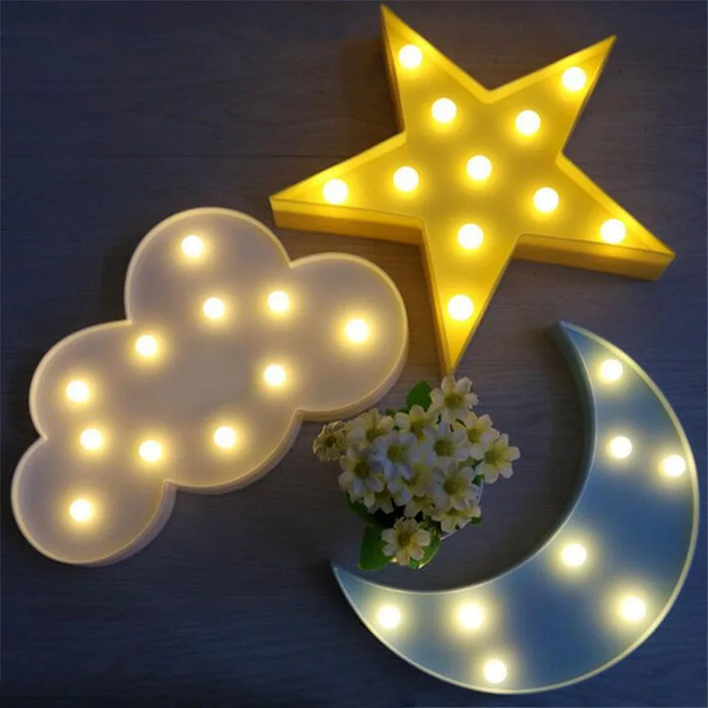 1pc 3d Cloud Star Moon Pattern Led Lights Party Props Decorative