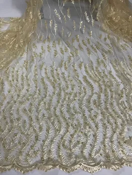 

embroidery mesh fabric French Net Lace Fabric with full beads CiCi-71512 Nigerian tulle lace fabric
