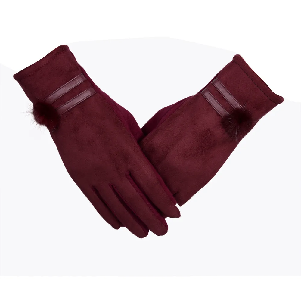 Женские перчатки зимние теплые мягкие перчатки на запястье перчатки на меху шаровые однотонные хлопковые зимние толстые защитные