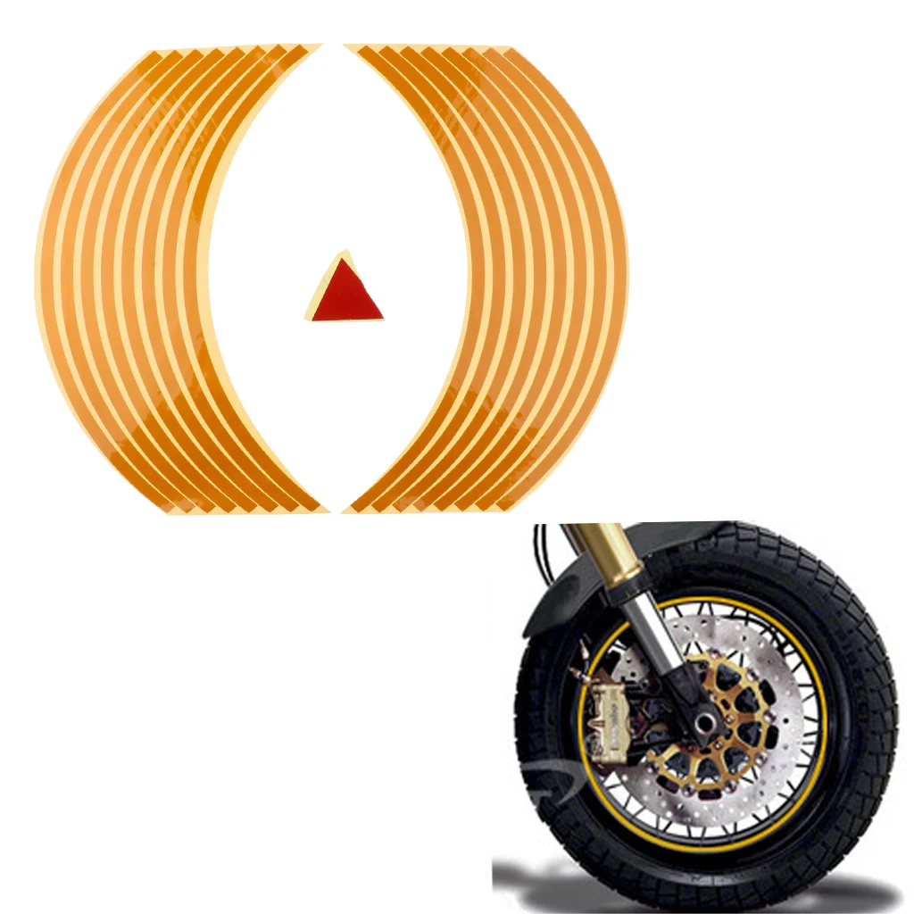 Motorcycle Rim Tape Reflective Wheel Stickers Decals Set Kit 17 Inch Pre-Curved For Easy Installation