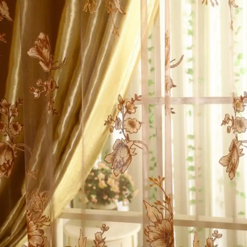 3pcs Set Curtains Blackout Vintage Lace Curtain Transparent