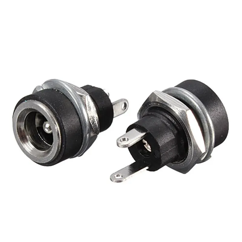 

10Pcs 3A 12V for DC Power Supply Jack Socket Female Panel Mount Connector 5.5mm 2.1mm Plug Adapter 2 Terminal types