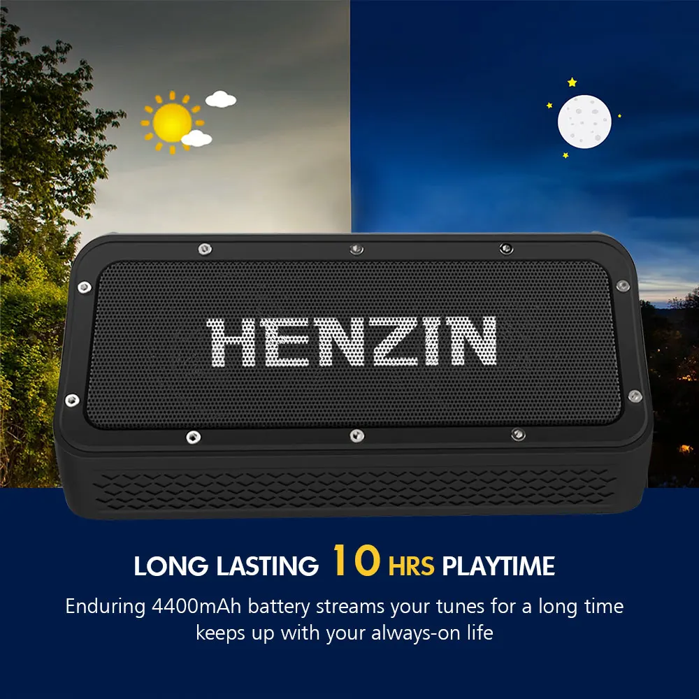 Портативный TWS динамик HENZIN 20 Вт Bluetooth 4 2 EDR IP55 водонепроницаемый 4400 мАч внешний