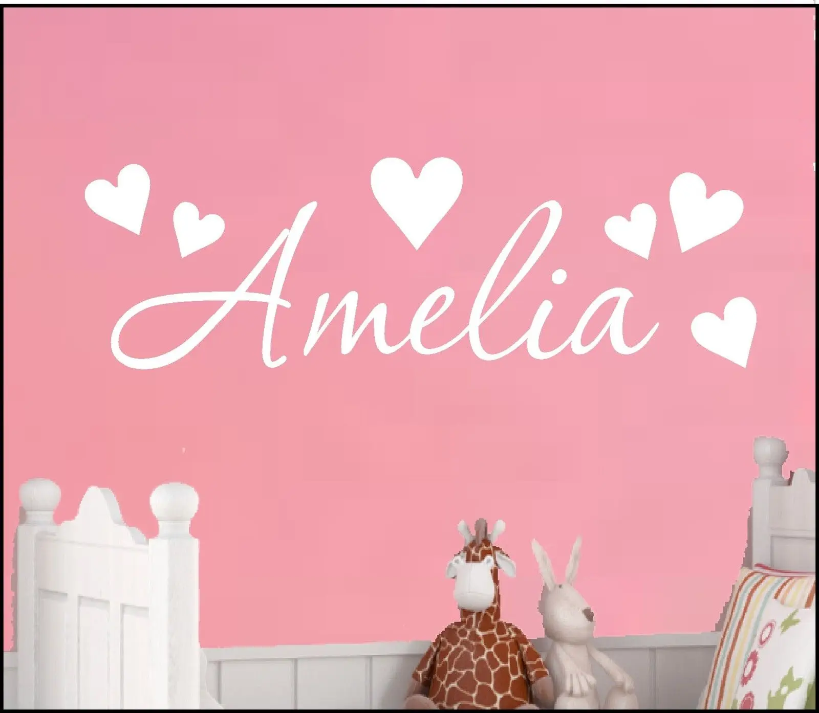 

PERSONALISED NAME HEART WALL ART STICKER NEWBORN NURSERY DECAL BOYS GIRLS ROOM DECOR