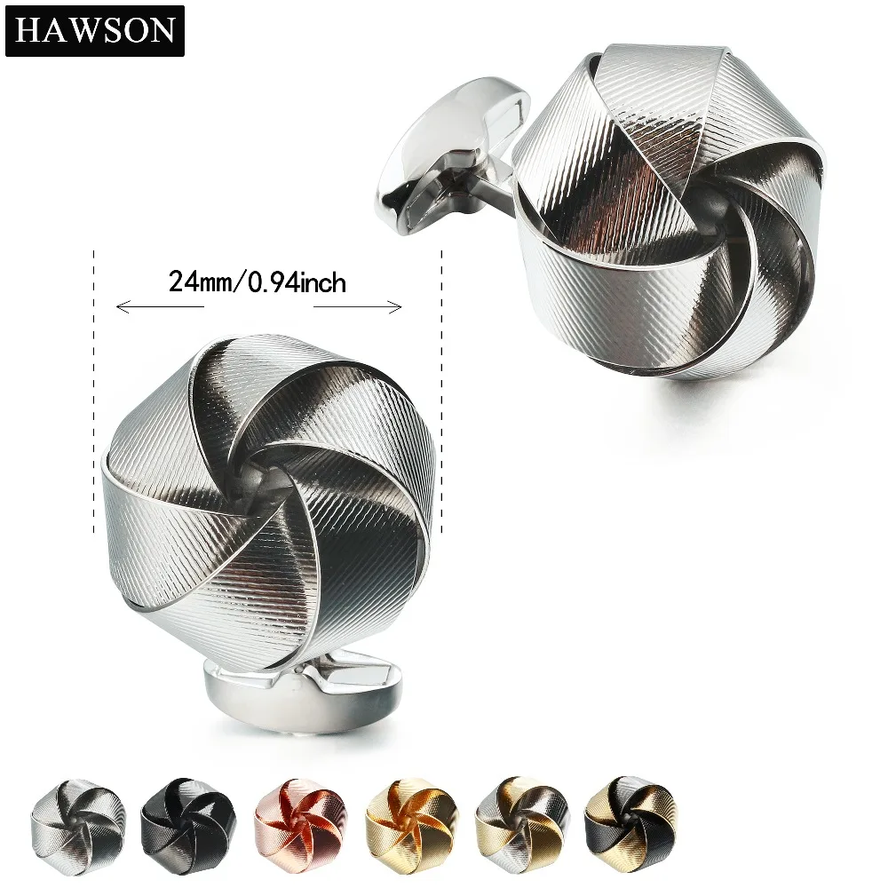 

HAWSON Brand High Quality Flower Cuff links Button for Male Twist Knot Cufflinks Male Jewelry Accessory