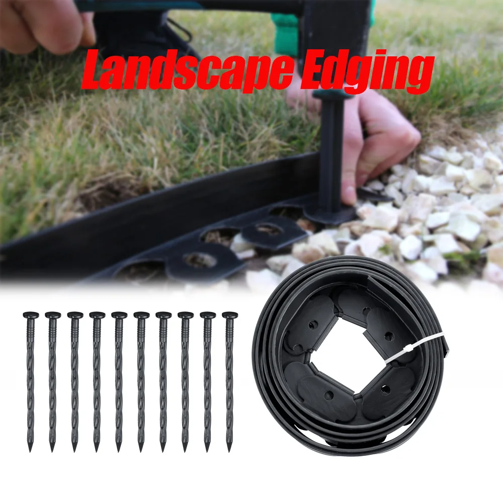 

10Pcs Professional pins Garden Flexible Lawn Grass Plastic Edging Border 3 meters landscape edging Easy Install Insert