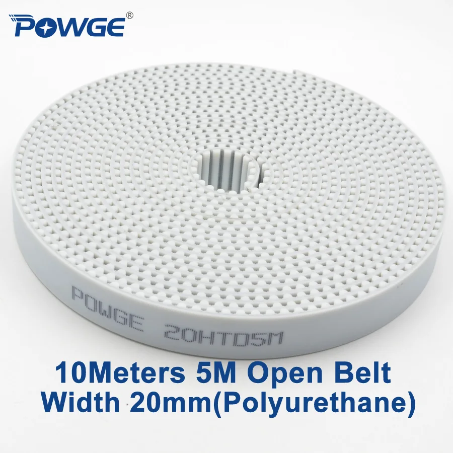 Powge 10 метров PU белый HTD 5 м лента для ремня синхронизации 5 м-20 мм Ширина 20 мм полиуретан стали дуги зуб 20HTD5M зубчатый ремень редуктора