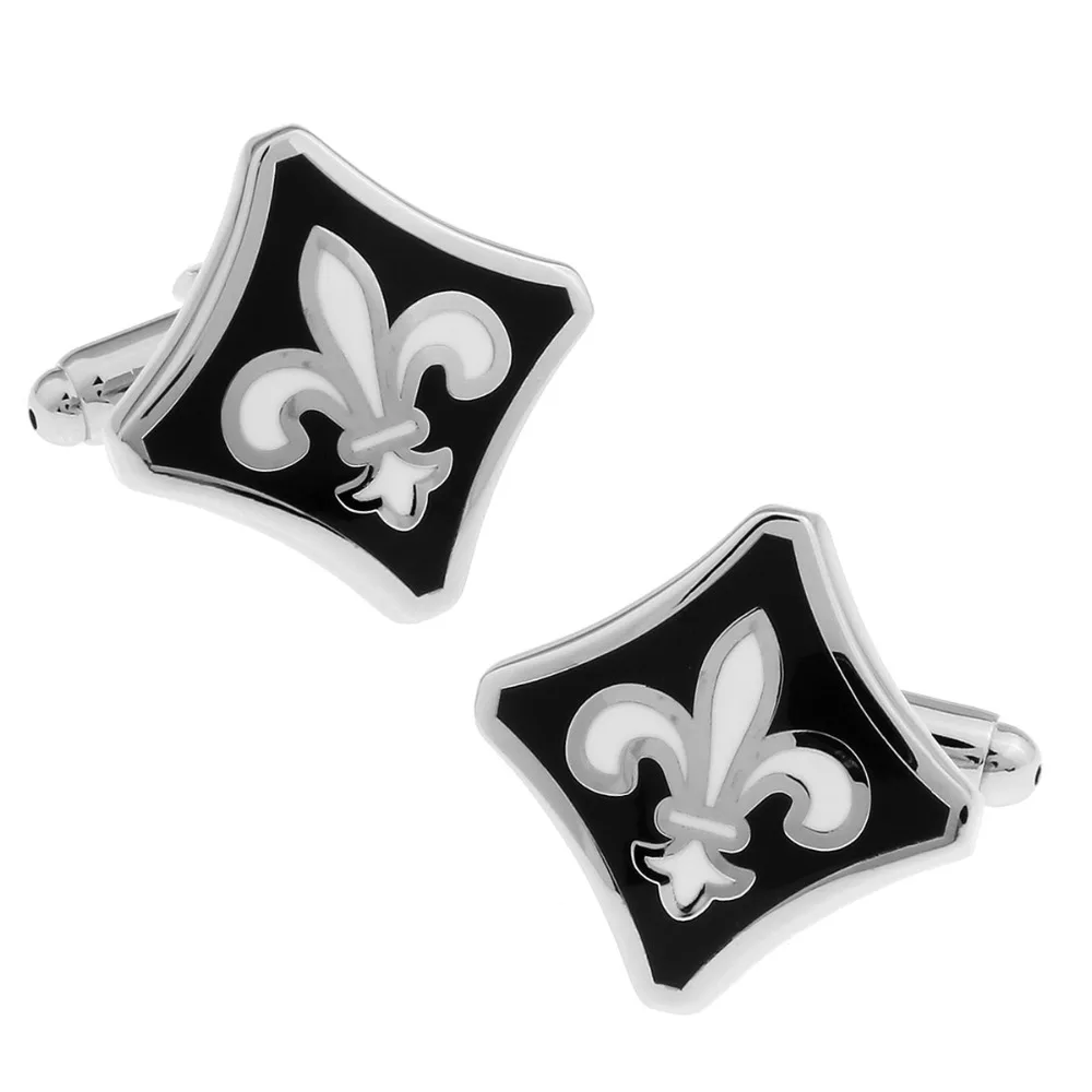 

Mens Wedding Cufflinks Novelty Enamel Fleur De Lis & Clean Cloth 170169