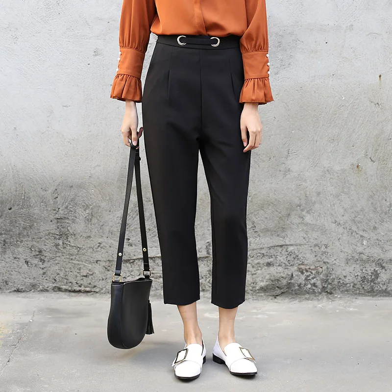 XIATI Women with High Waist Black Pants Casual Ankle Length Fashion Trousers