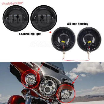 

Black/Chrome 4.5 Inch LED Spot Fog Light Passing Light Match Auxiliary 4.5" Housing Bucket Mounting for Harley Softail