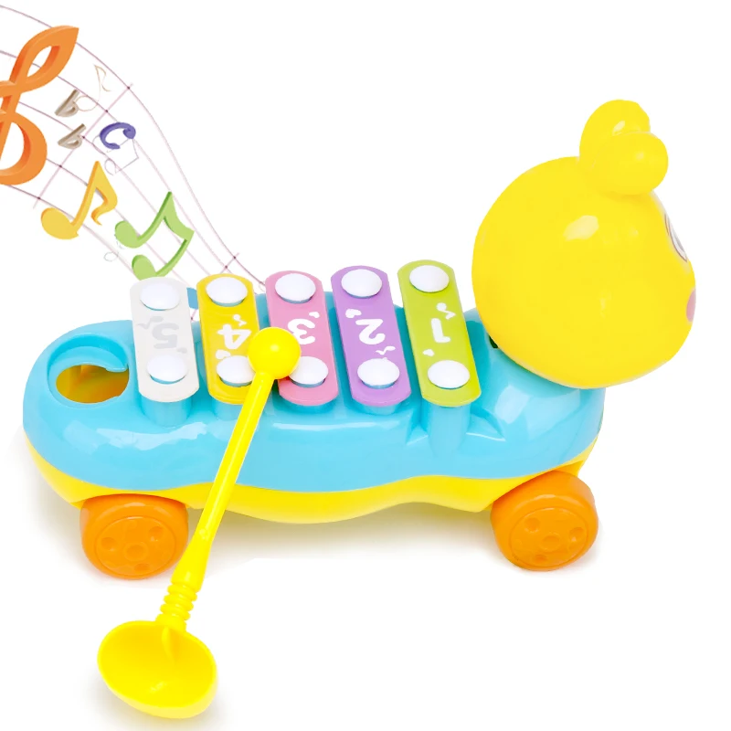 

Children's snail hand knock on the piano toy baby instrument small xylophone music puzzle pull line can be dragged