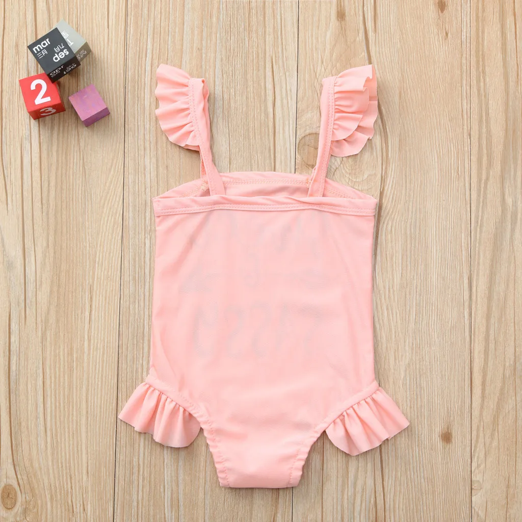 Детские купальники для девочек, хлопок, цельный купальный костюм для детей, милый розовый купальный костюм без рукавов, пляжный костюм k328
