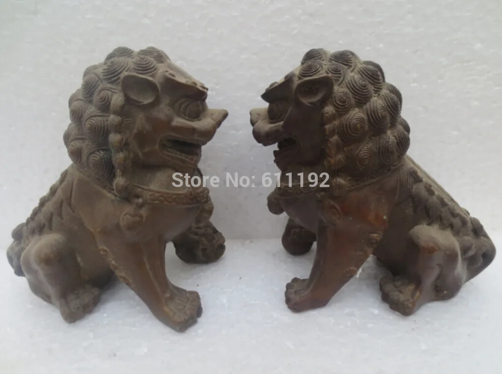 

A pair Home Feng Shui Decorative Lion Metal crafts,Copper carved Fu foo dog sculpture