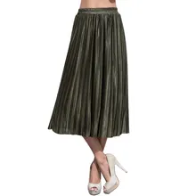 Зеленые плиссированные женские юбки винтажная эластичная юбка с высокой талией boho Юбки-миди повседневные новые весенне-летние нижние юбки для девочек