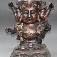 Xd 002948 тибет буддизм бронзовый 3 глава 6 arms Махакалы Дхармапала Вайрочана статуя Будды