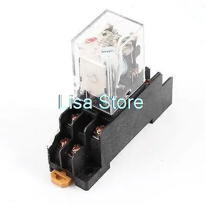 

AC 110/120V Coil Red Indicator Lamp DPDT 8 Pins Power Relay + Socket Base