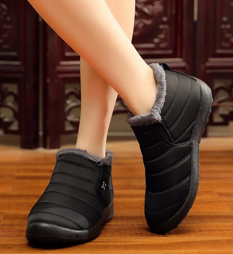 Теплые зимние женские ботинки; однотонные зимние женские ботинки; женские нескользящие водонепроницаемые ботинки; женская обувь; большие размеры