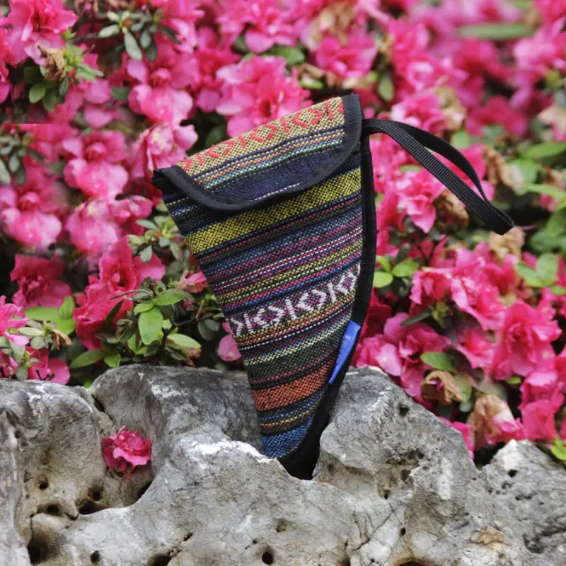 Национальный духовых водонепроницаемый инструмент Окарины Хлопковая сумка для переноски в этническом стиле Стиль прочный форма бычьего рога для хранения Bag3