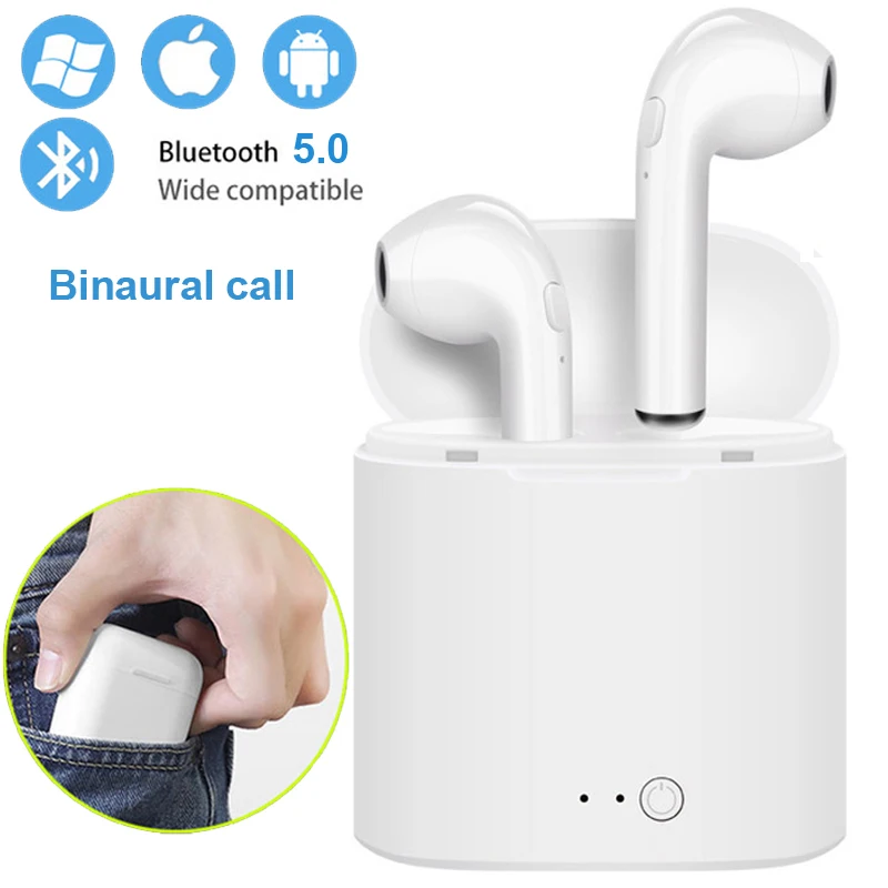 

i7s TWS Wireless Bluetooth Earphone Stereo Earbud Headset With Charging Box Mic For Iphone Samsung All Smart Phone air pods