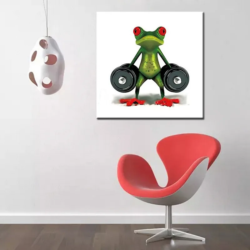

As Gifts Modern Home Decor Wall Painting Arts Large Cool Funny Frog Animal Pictures Handpainted Cartoon Oil Paintings on Canvas