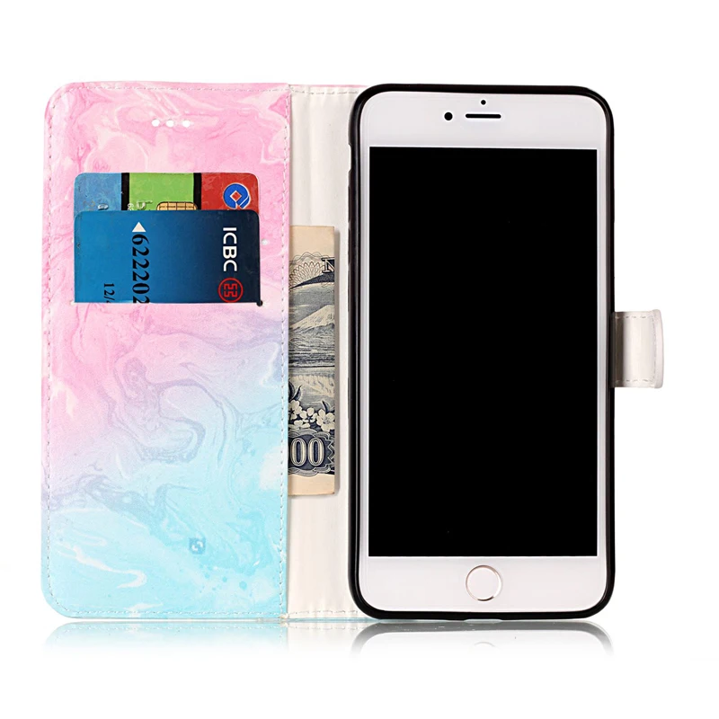 Мраморный Флип кожаный бумажник телефон Силиконовый мягкий чехол Подставка для Apple iPhone 5 5S SE 5C 6 6 S 7 8 Plus X для iPod Touch 5 6