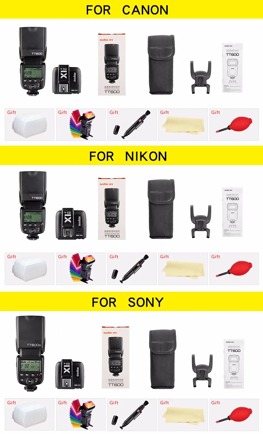 Godox TT600 TT600S вспышка 2,4G Беспроводная вспышка+ X1T-C/N/S/F/O беспроводной триггер вспышки для Canon Nikon sony Fujifilm Olympus