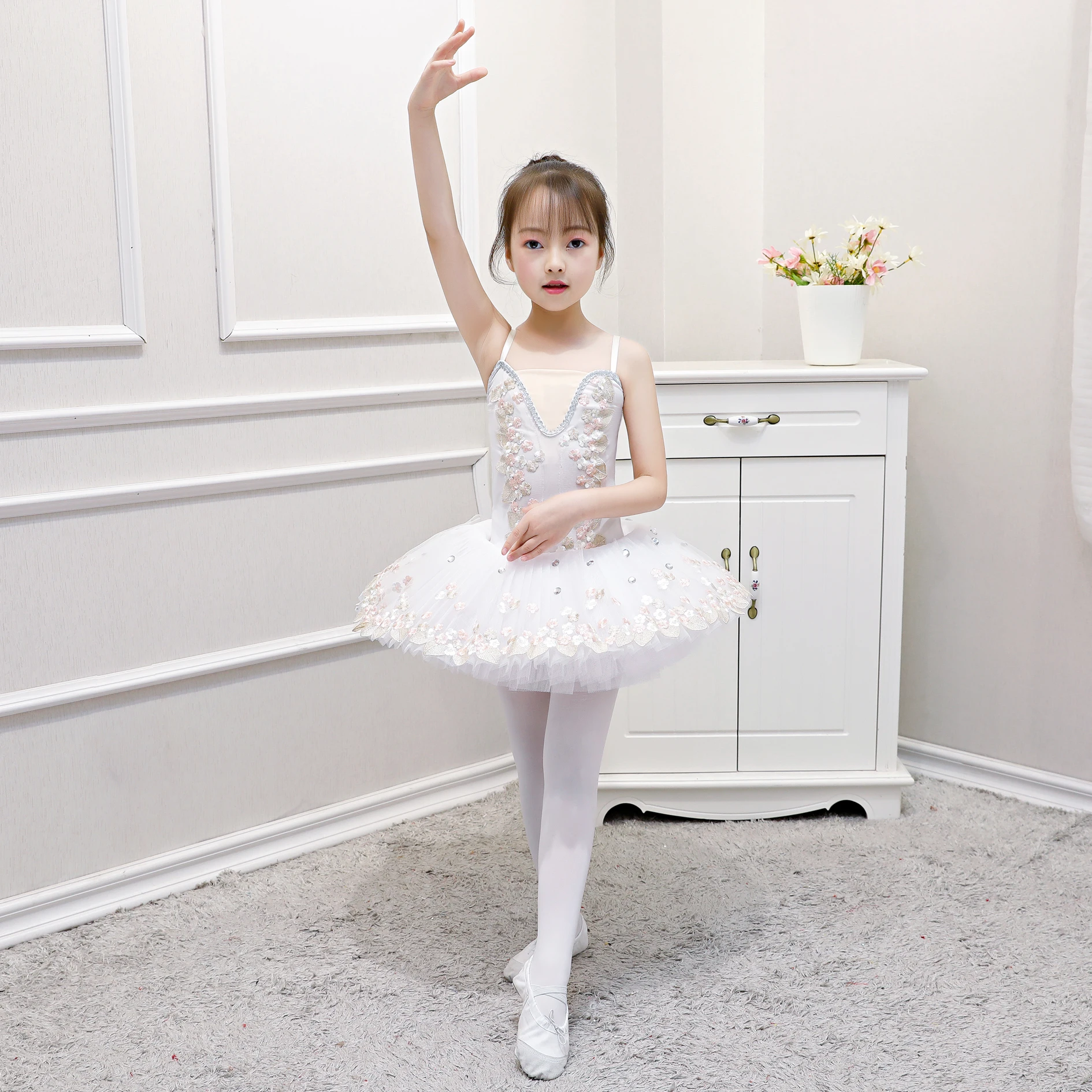 

White Swan Lake Ballet Dance Skirt for Performance Professional Leotards for Girls Ballet Tutu Dance Wear Child Ballroom Dance