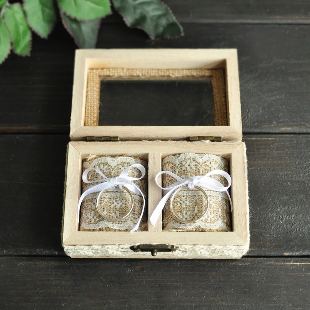 Personalised Wedding Ring Box Double Ring Box Rustic Jewelry Box
