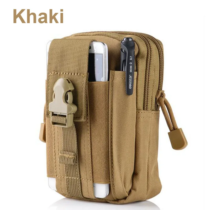 Универсальная уличная тактическая кобура военный хип поясной ремень сумки чехол для телефона для iPhone 6 6 S Plus SE 5S для samsung S5 S6 S7 Edge - Цвет: Khaki