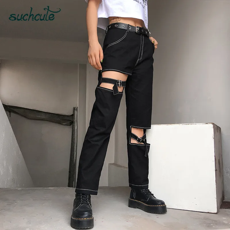 SUCHCUTE женские брюки в клетку плюс размер джинсы женские джоггеры одежда панк готический хиппи Harajuku корейский стиль пантолон брюки