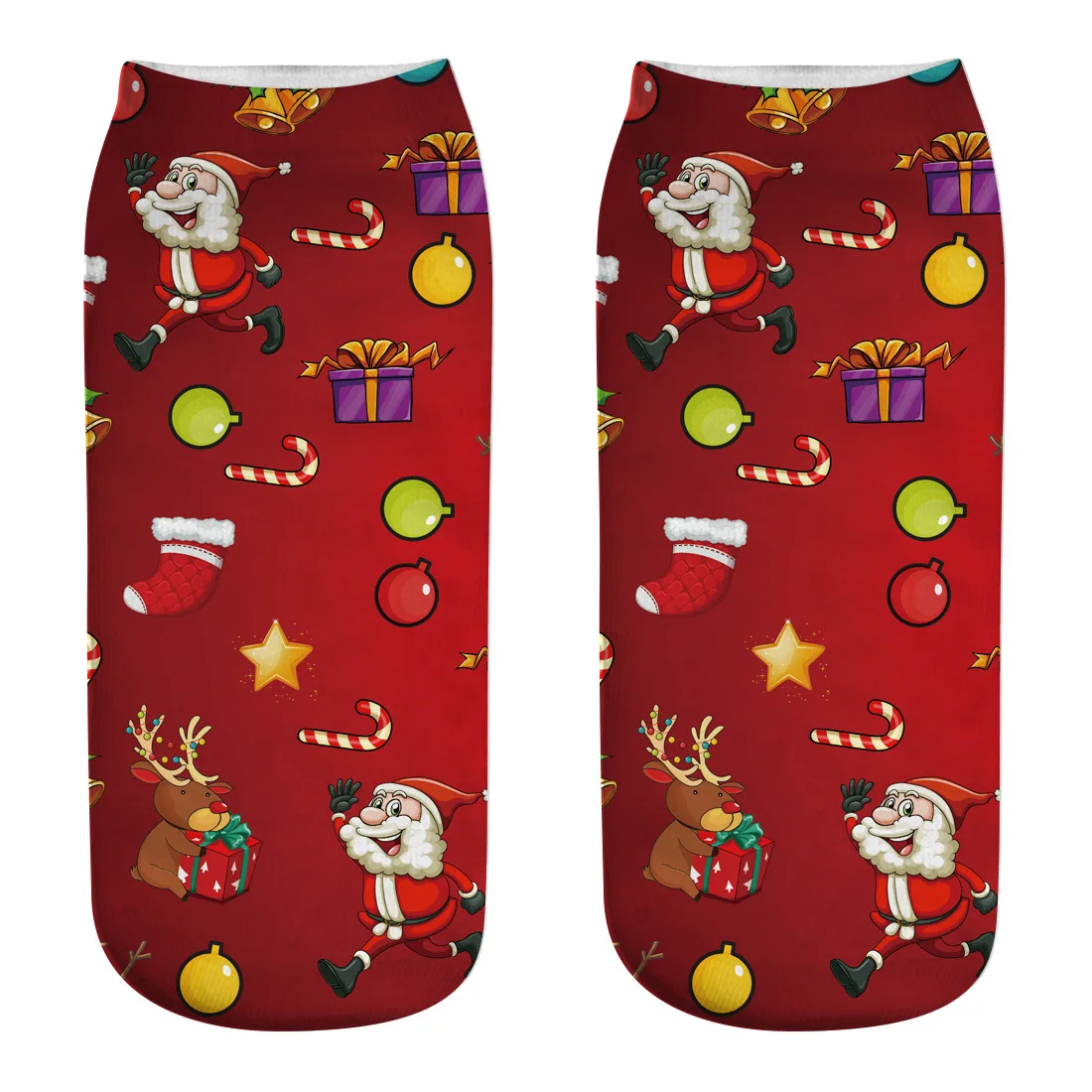 Новое поступление, Брендовые женские рождественские носки из хлопка с 3D-принтом Санта-Клауса, средние Чулочные изделия, новинка, дамские