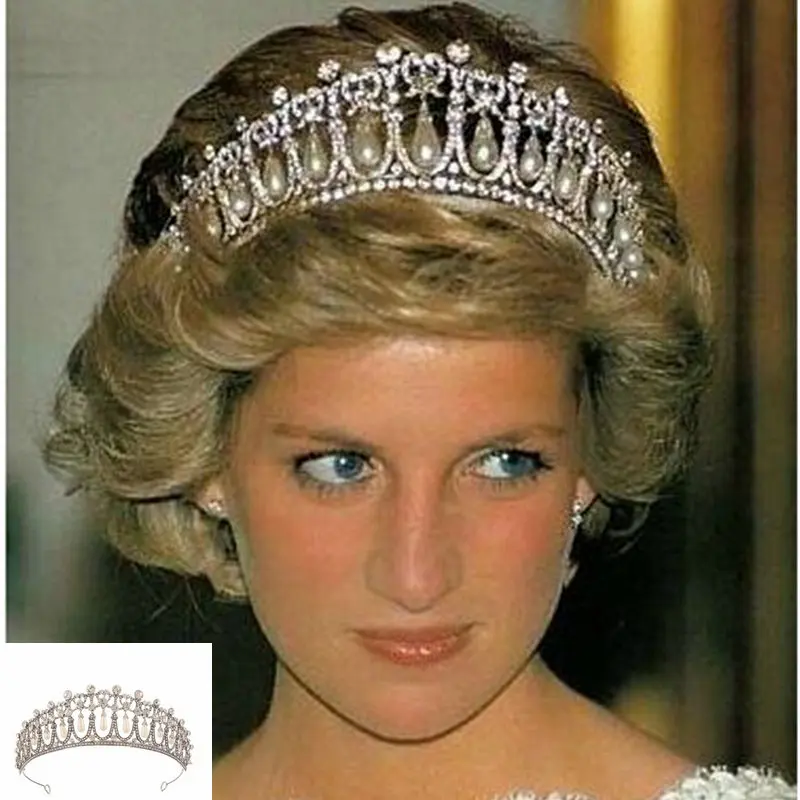 GB свадебная корона, Диана, принцесса, та же модель, жемчуг, слеза, корона, стразы, Жемчужные Капли, аксессуары для волос, свадебные аксессуары, заколка для волос