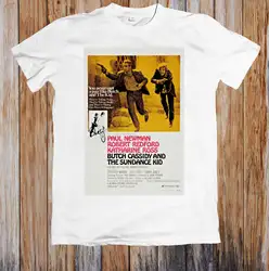 BUTCH CASSIDY AND THE SUNDANCE KID 1960's в стиле старых плакатов с героями мультфильмов унисекс футболка круглый стиль футболка футболки на заказ Джерси