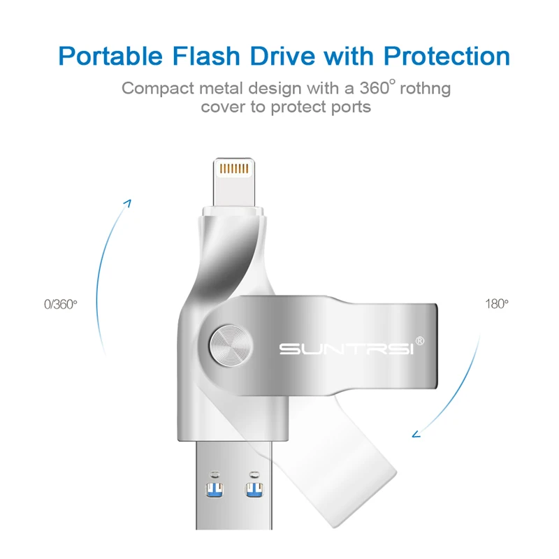 Suntrsi USB флеш-накопитель для iphone 7 plus/7/6s/5S флеш-накопитель 32 Гб 64 Гб 128 ГБ флеш-накопитель Lightning Usb 3,0 USB флешка для MFi iOS10