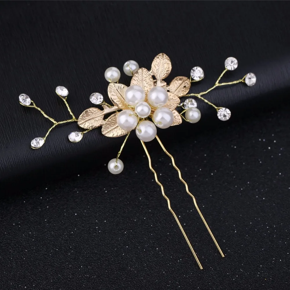 

Luxury Wedding Bridal Hair Pins and Clips For Bride women Party Head decoration Gold Hairpins Wedding Hair Jewelry Accessories