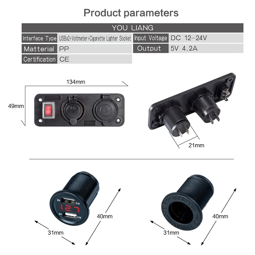 Зарядных порта USB для автомобиля двойной Зарядное устройство прикуриватель для 4.2A 2 Twin Порты и разъёмы usb-разъем универсального для автомобиля гнездо адаптера 12V
