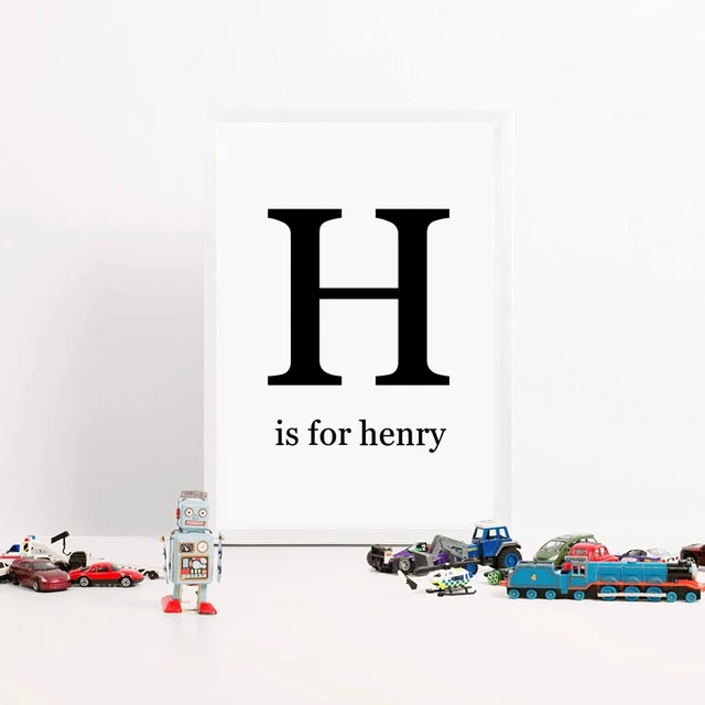 Personalised Baby Name Letter Canvas Art Print Poster , Custom Boys