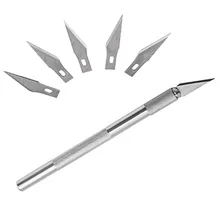 

Craft Knives + 5 Pcs Blades Cutter Engraving Hand Tool sets Non-Slip Metal Scalpel Knife Mobile Phone PCB DIY Repair Tool Kit