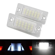 2Pcs Error Free 18 3528 SMD LED License Number Plate Light Lamps Bulbs fit for VW Caddy Transporter Passat Golf Touran Jetta T5