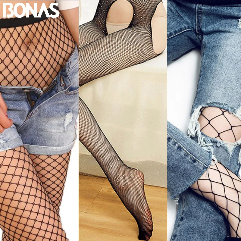 BONAS 3 шт. Микс распродажа черные колготки с открытым шаговым швом + один большой